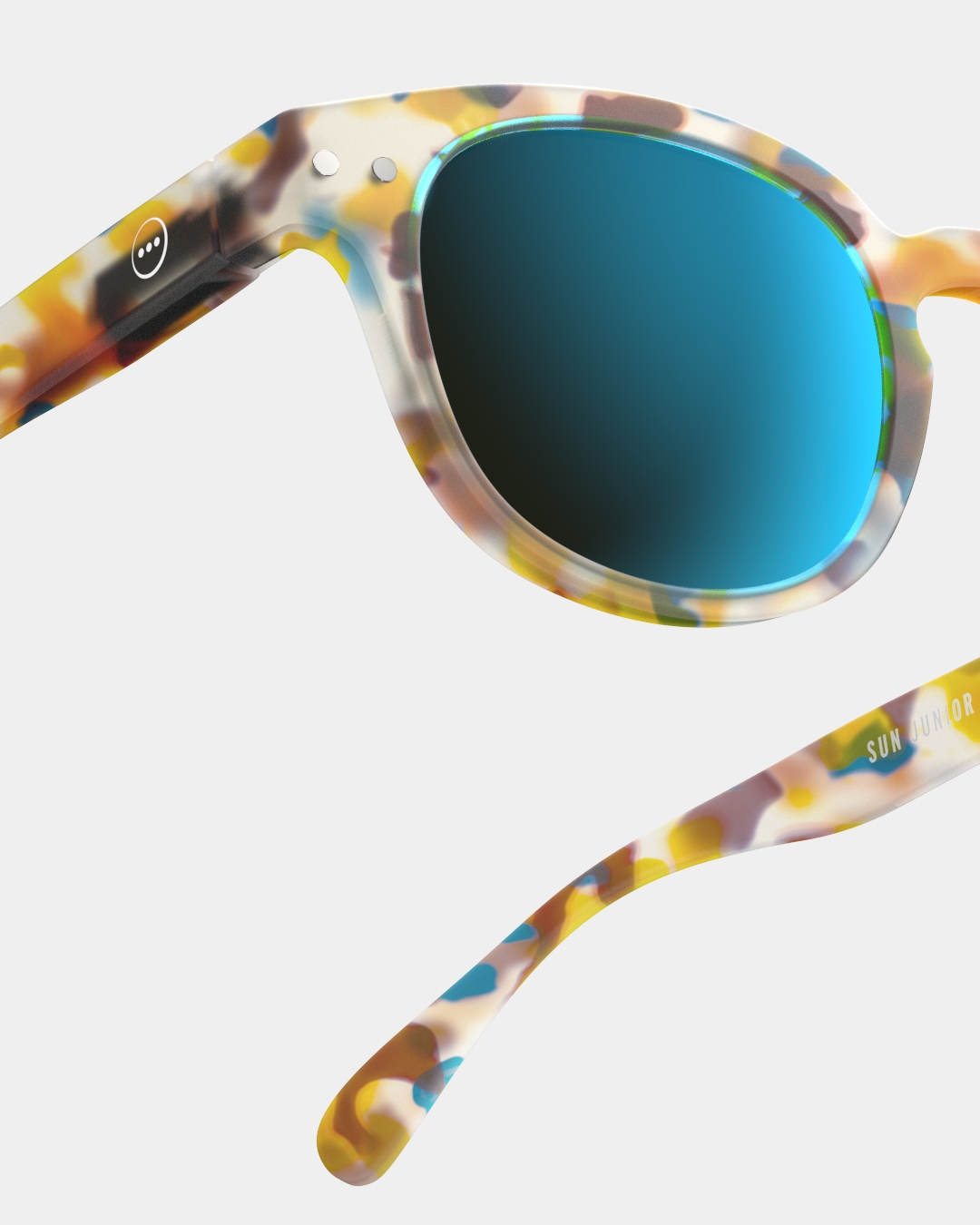 Trendy JUNIOR SUN glasses #c Blue Tortoise Mirror Square - Izipizi