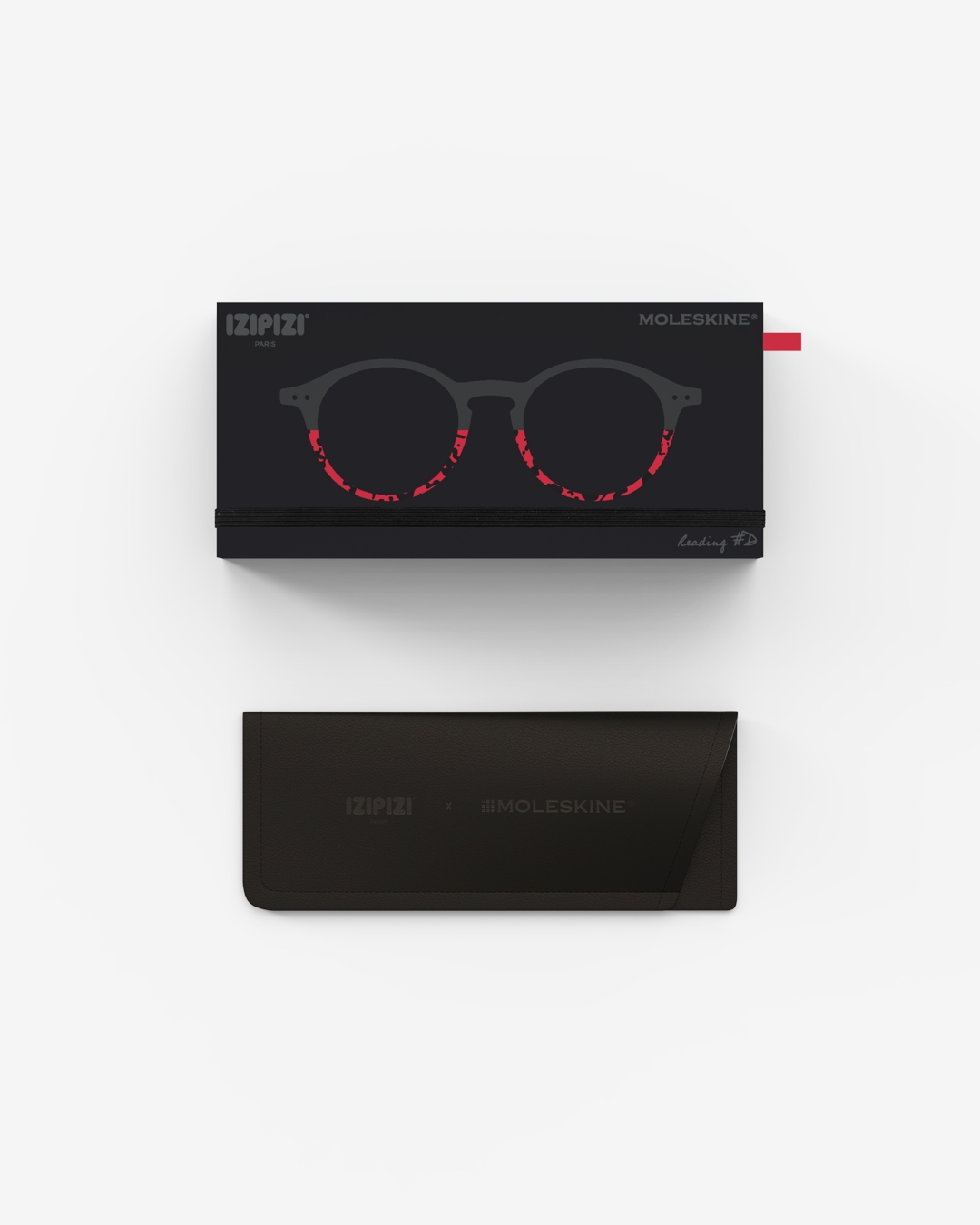Lunette #D Deep Vermillon Pantos Noir à la mode - Izipizi