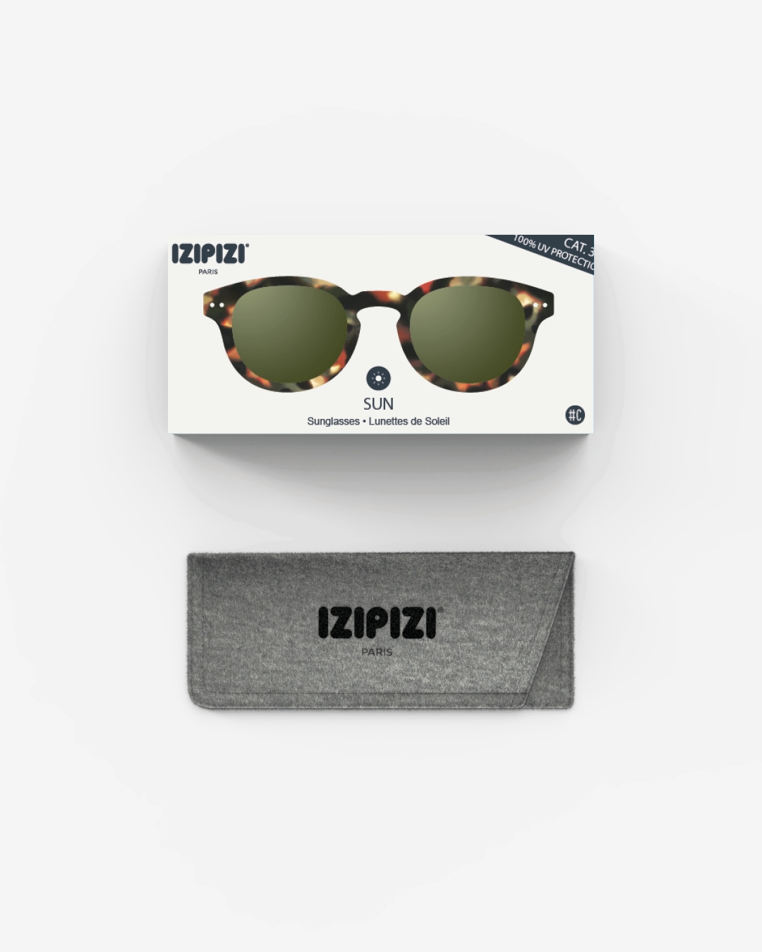 Lunette #C Tortoise Green Lenses Carré Marron à la mode - Izipizi
