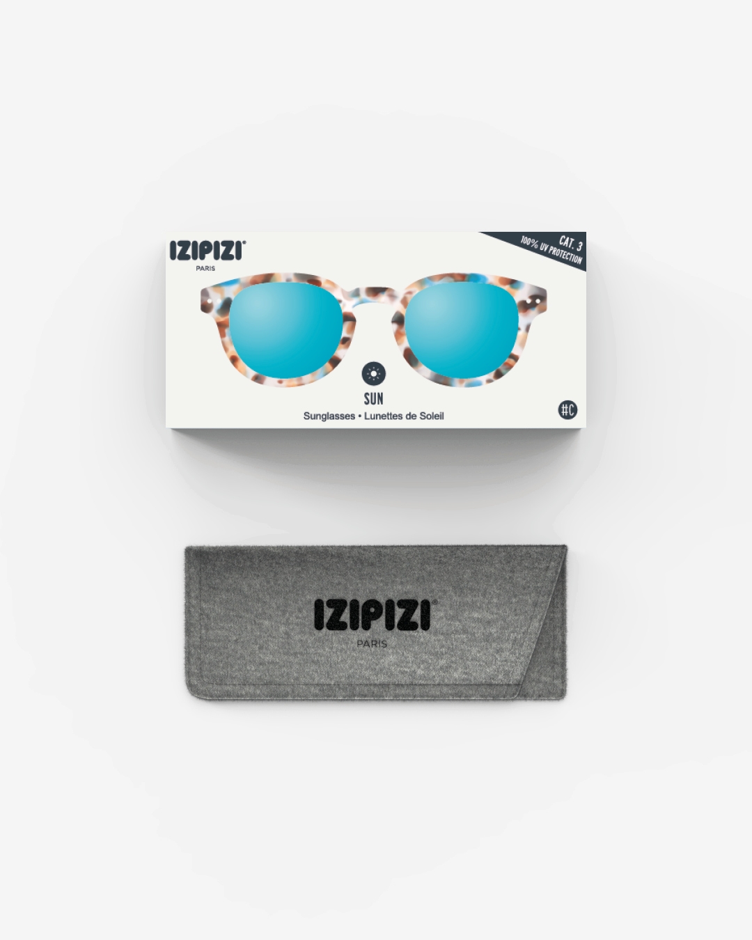 Trendy SUN glasses #C Blue Tortoise Mirror Square - Izipizi