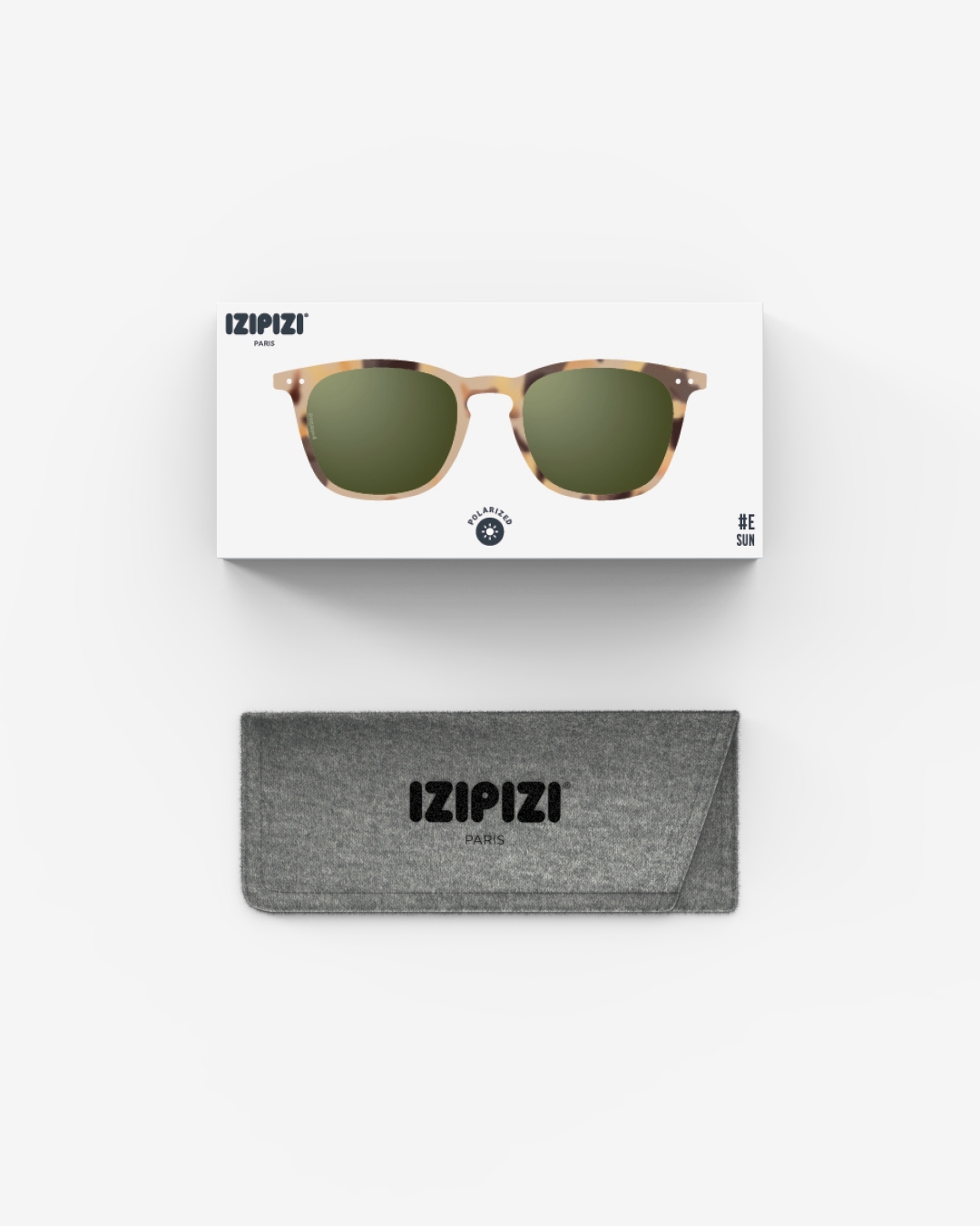 Lunette #E Light Tortoise Polarized Rectangulaire Beige à la mode - Izipizi