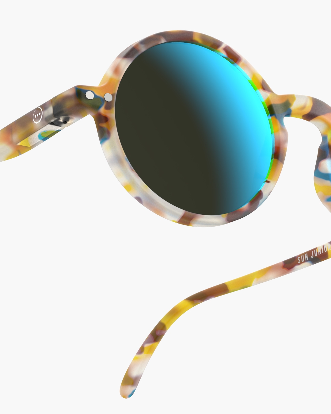 Trendy JUNIOR SUN glasses #g Blue Tortoise Mirror Round - Izipizi