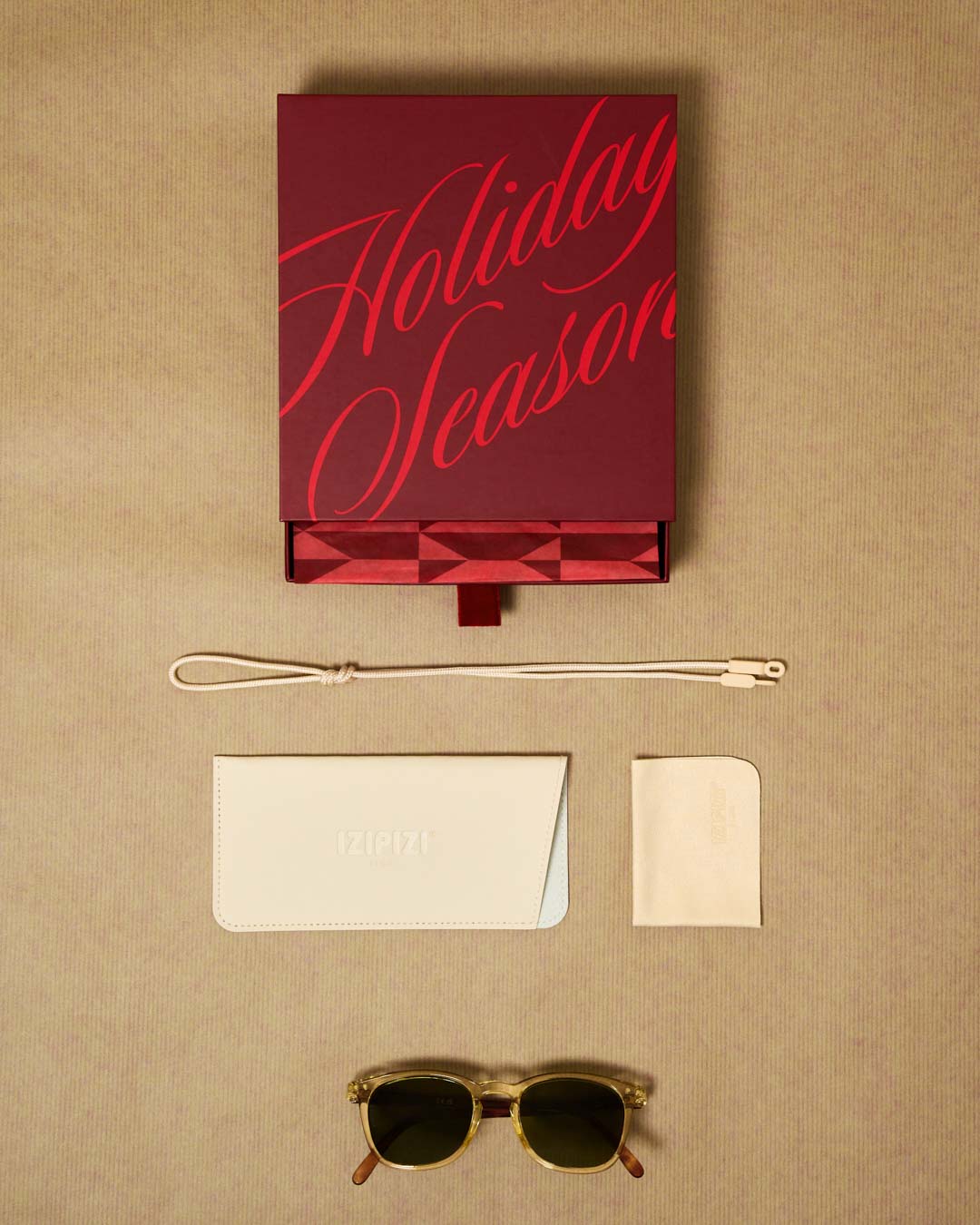 Lunette Coffret #E Sandstorm Polarized Rectangulaire Beige à la mode - Izipizi